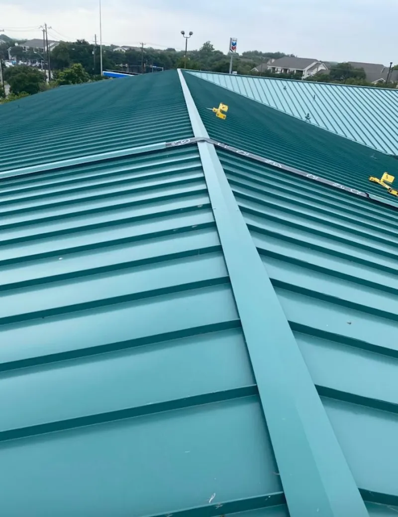 Green commercial metal roof ridge and valley for Metal Roof Repair in Gold River